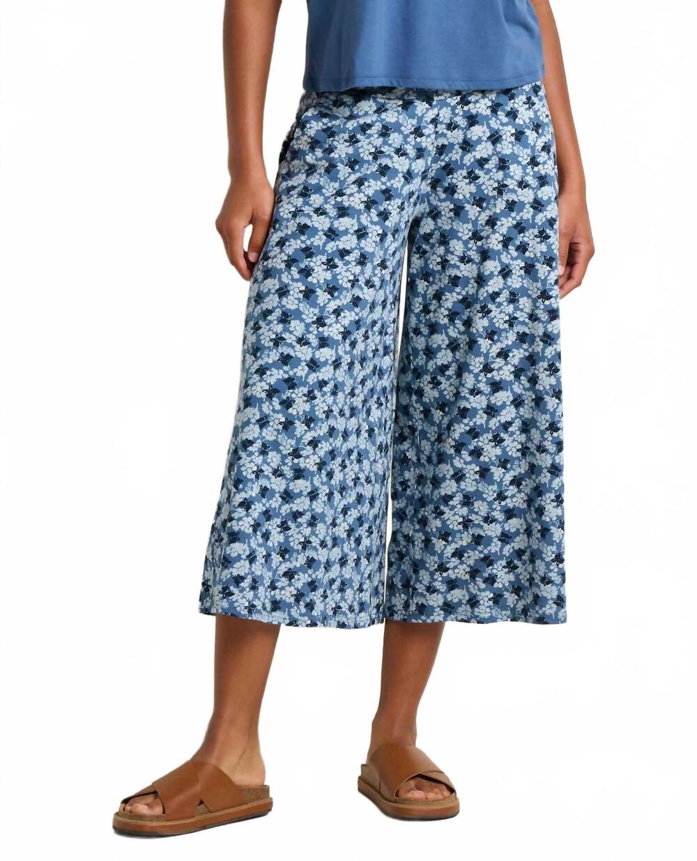 NEW TOAD&CO chaka culotte pants in pacific blue print